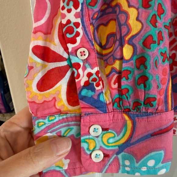 Talbots 100% Cotton Pink and Blue Paisley Shirt - Picture 5 of 6
